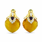 18K Yellow Gold 45.00ct Citrine, 0.20ct Diamond, Emerald, Amethyst Earrings, Yellow gold -  45.00ct. tw. Citrine - Diamond