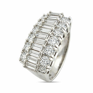 18K White Gold Multi Row 2.30ct Diamond Statement Ring