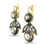 Imperial Russian 56 Rose and Yellow Gold and Old Cut 1.80ct Diamond Earrings
