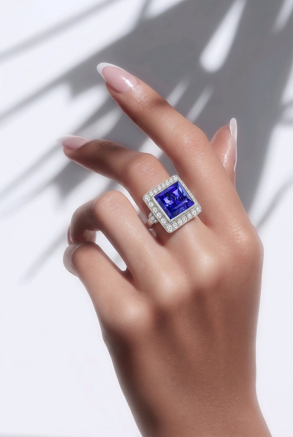 18K White Gold Diamond and Tanzanite Ring