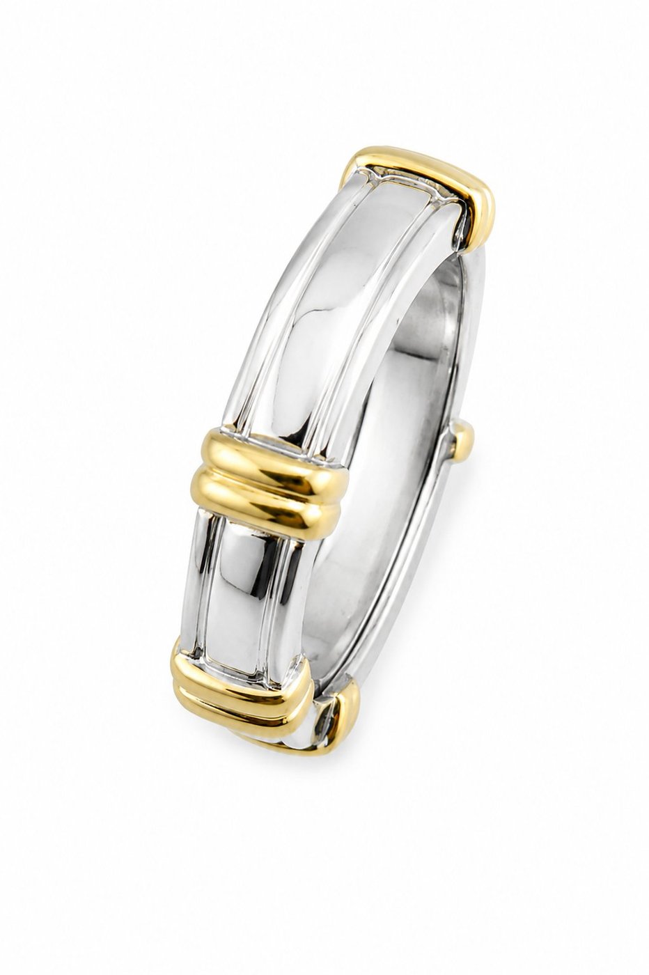 14K White and Yellow Gold and Diamond Band Ring