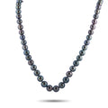 Black Tahitian pearl necklace with round metallic beads