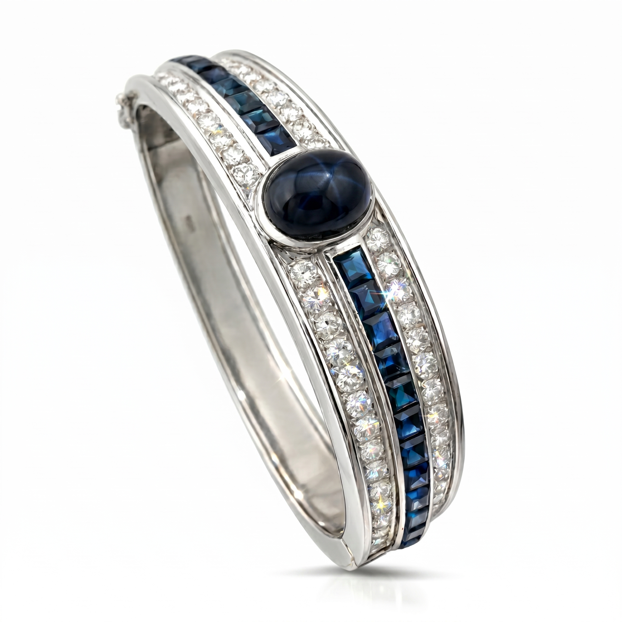 18K White Gold 4.5ct Diamond and 9.65ct Sapphire Bracelet