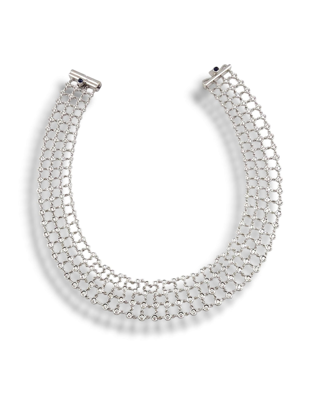 Robert Coin 18K White Gold and 9.0 Diamond Spider Web Design Necklace