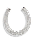 Spiderweb-style diamond necklace with white metal chain and small round sparkle links