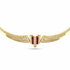 Grand 18K Yellow Gold 4.25ct Diamond and 2ct Ruby Necklace