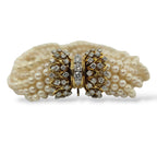 Antique 18K Yellow Gold Multi-Strand Pearl and 4.3ct Diamond Bracelet