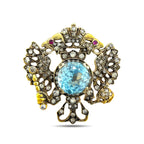 Imperial Russian Faberge 56K Yellow Gold Topaz and Diamond Coat of Arms Cufflinks