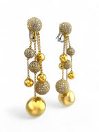 18K Yellow Gold and Diamond Ball Drop Earrings