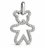 18K White Gold and 1.0ct Diamond Teddy Bear Silhouette Brooch