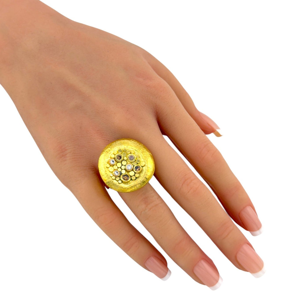 18K Yellow Gold Circular 0.50ct Diamond Ring