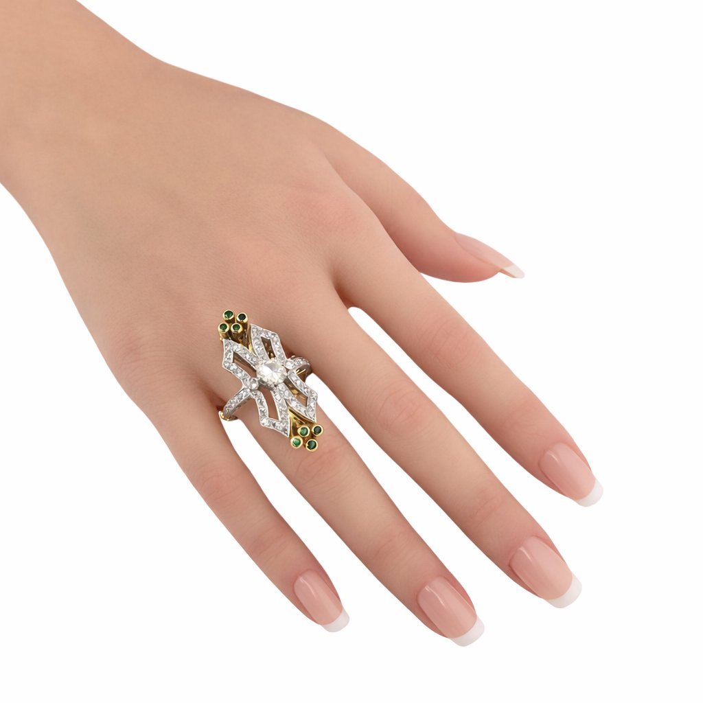 14K Gold 3.35ct Diamond and Sapphire Ring