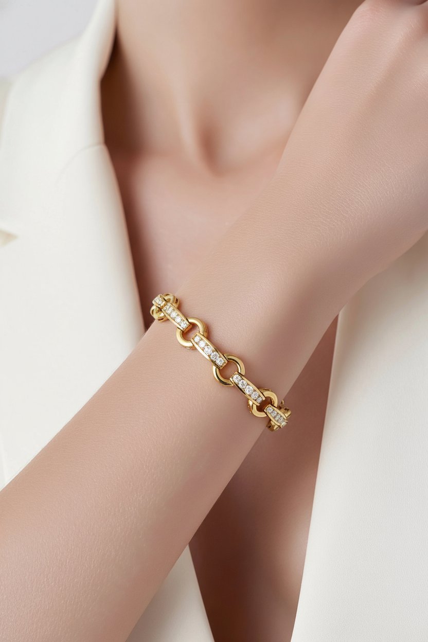 14K Yellow Gold 2.8ct Diamond Link Bracelet