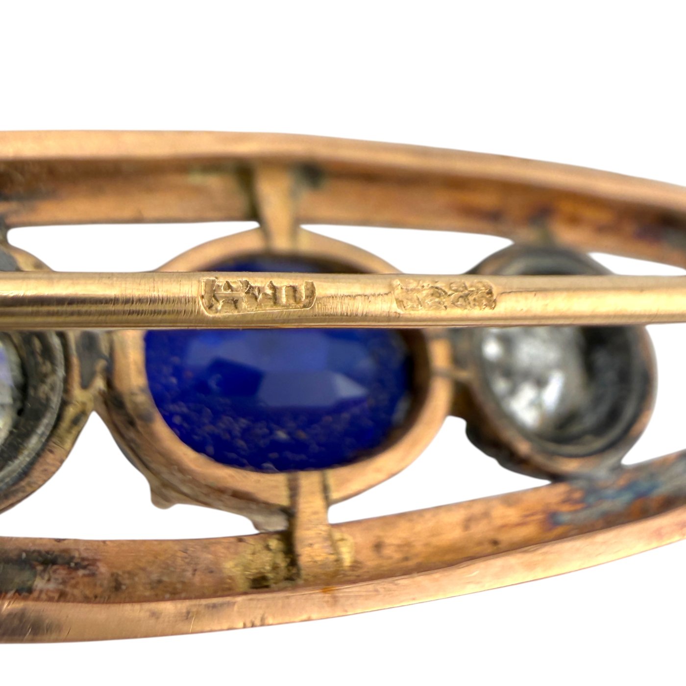 K. Faberge Imperial Russian 56 Yellow Gold 1.55ct Diamond and Enamel Brooch