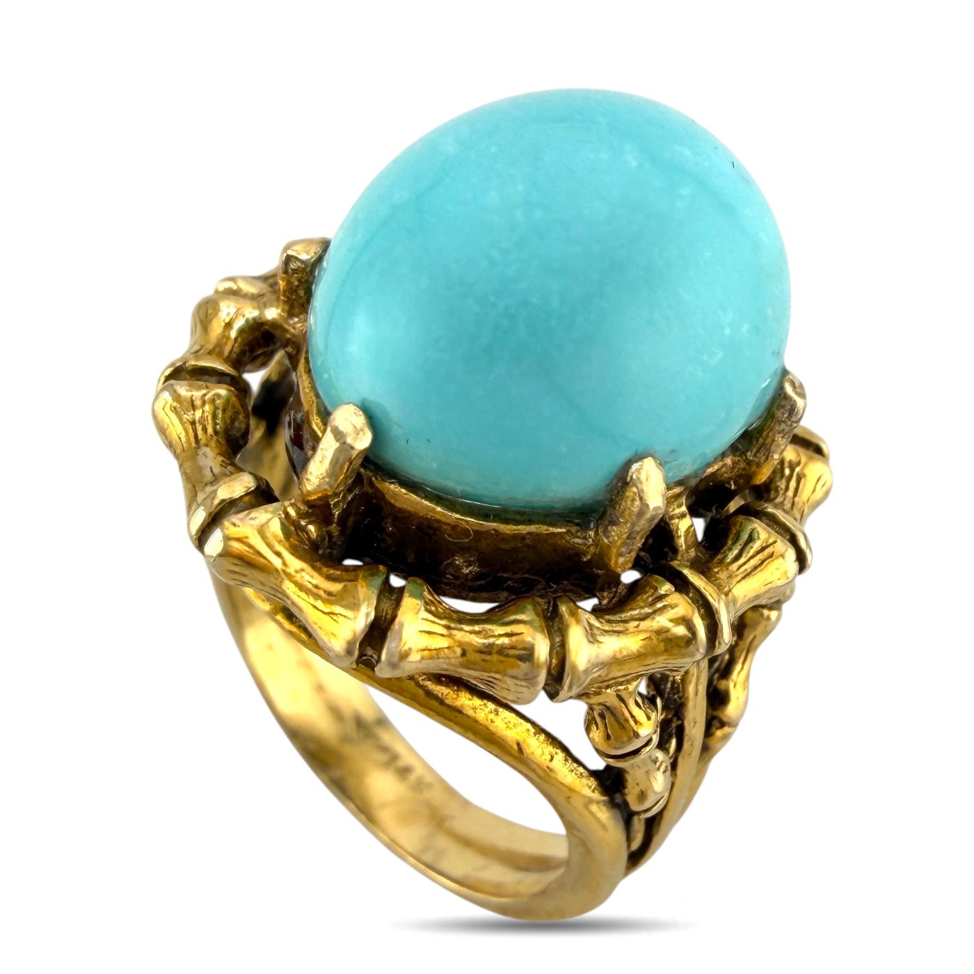 14K Yellow Gold Vintage 8.00ct Turquoise Ring
