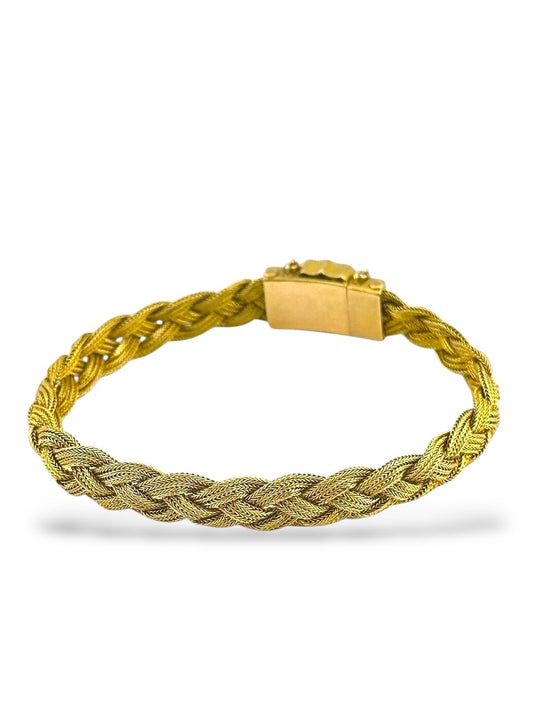 14K Yellow Gold Woven Rope & Three-Leaf Clover Bracelet
