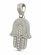 14K White Gold 1.4ct Diamond Hamsa Hand Pendant