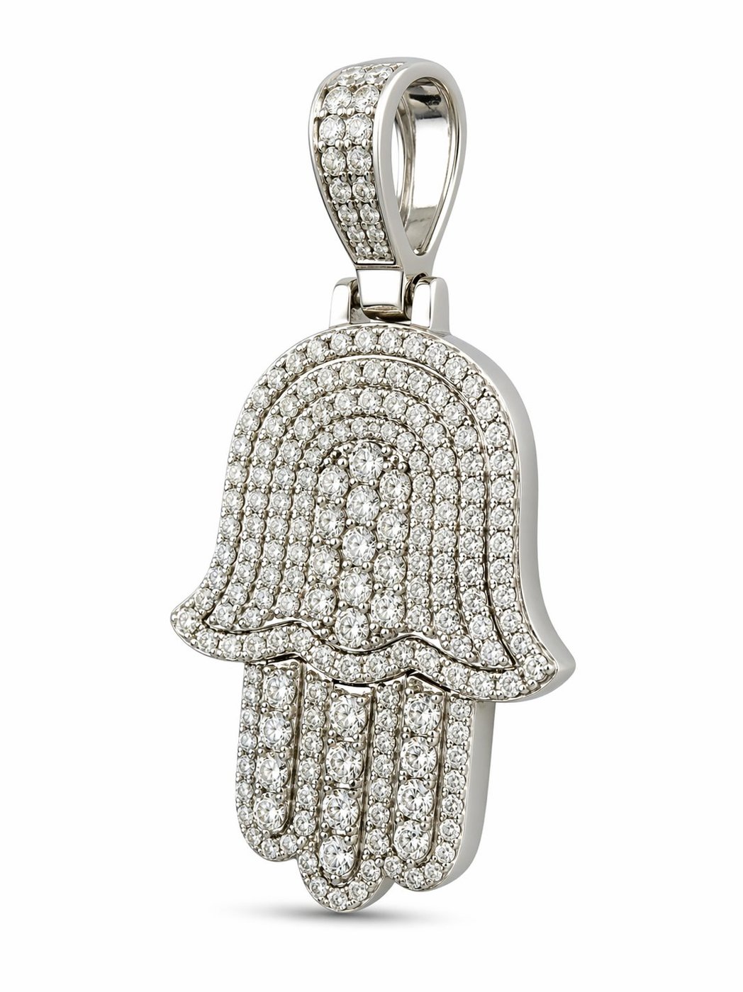 14K White Gold 1.4ct Diamond Hamsa Hand Pendant