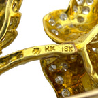 18K Yellow Gold 7ct Diamond-Set Floral Brooch