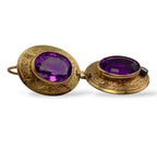 14K Gold Antique Diamond and Regal Amethyst Oval Earrings