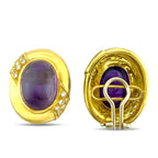 18K Yellow Gold 18.00ct Amethyst and 0.60ct Diamond Earrings