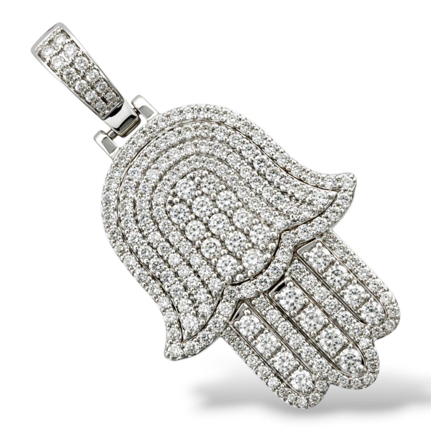 14K White Gold 1.4ct Diamond Hamsa Hand Pendant