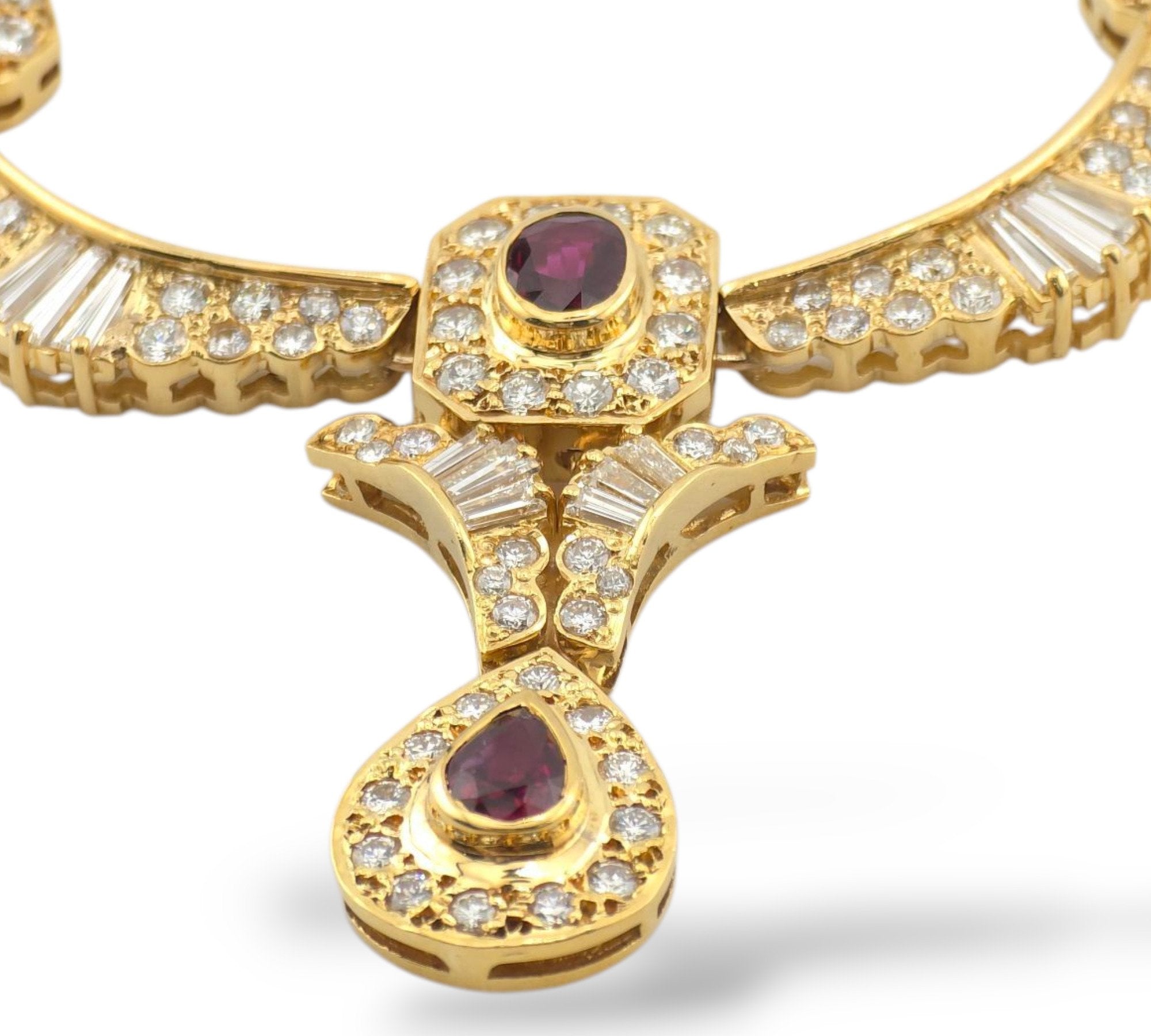 18K Gold Necklace Decorated with 11.6ct Diamonds and 7.5ct Rubies