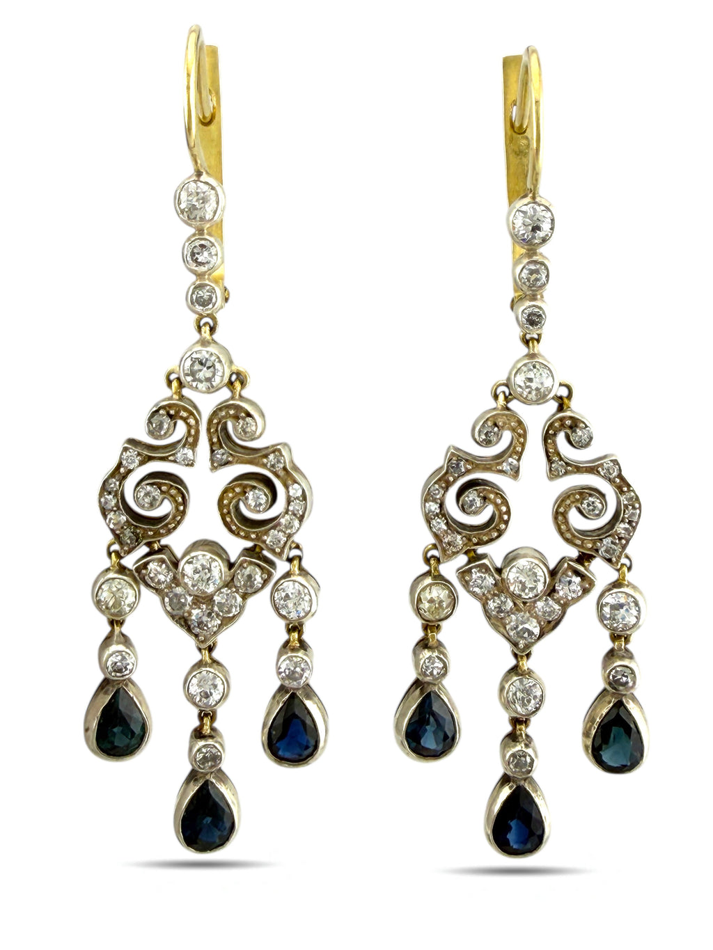 Imperial Russian 56K Yellow Gold (14K) Enamel and 2.31ct Diamond Earrings, Circa 1930s