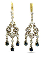Imperial Russian 56K Yellow Gold (14K) Enamel and 2.31ct Diamond Earrings, Circa 1930s