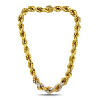 18K Yellow Gold Interwoven Rope Design 1.5ct Diamond Necklace