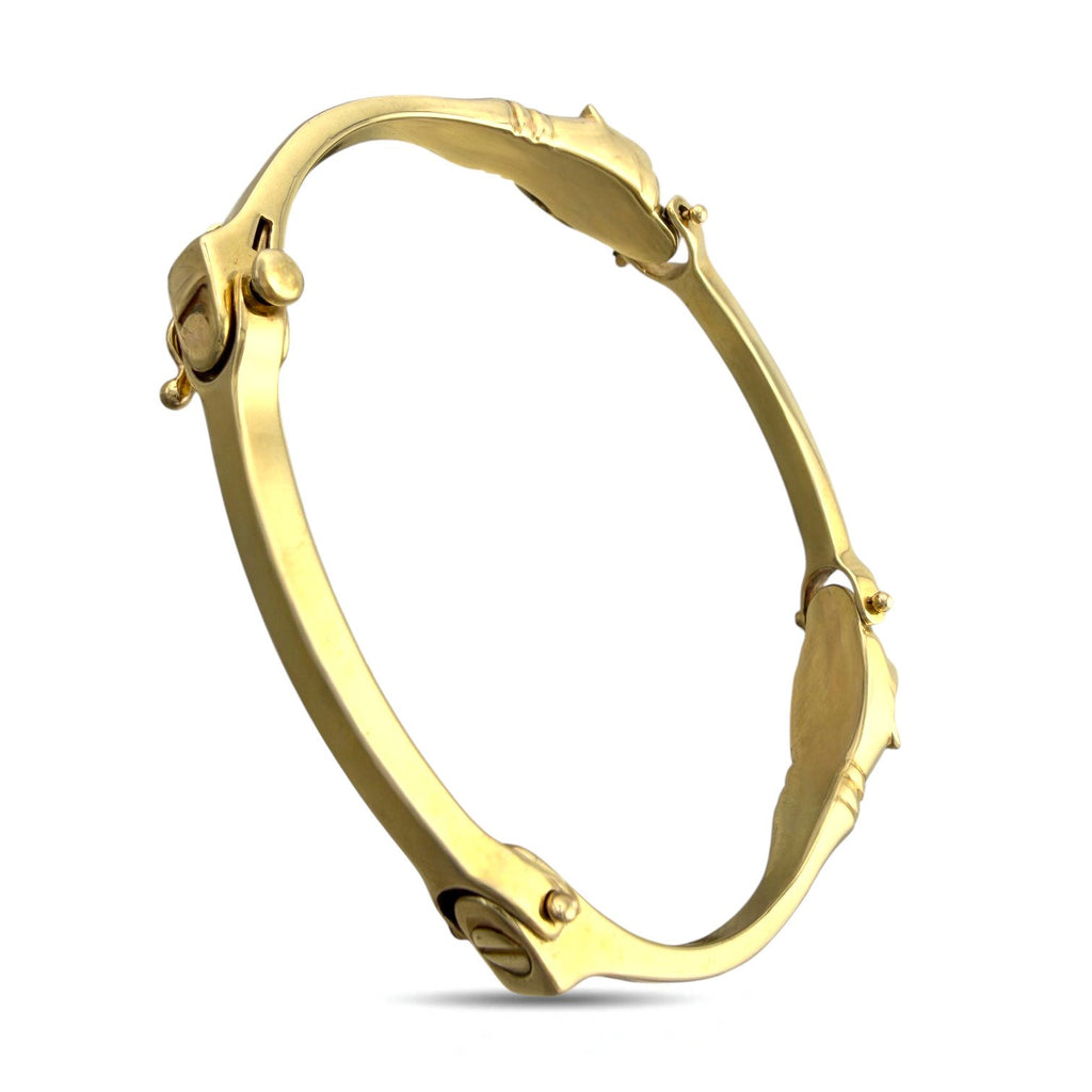 14K Yellow Gold 0.12ct Diamond Cheetah Head Link Bracelet