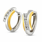 14K Yellow and White Gold 0.30ct Diamond Hoop Earrings