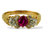 18K Gold 0.75ct Burma Ruby and Diamond Women's Ring