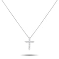 Platinum diamond cross pendant necklace with thin chain