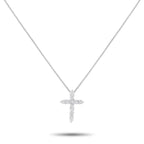Platinum diamond cross pendant necklace with thin chain