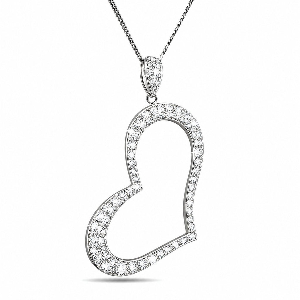 14K White Gold 1.50ct Diamond Heart Pendant Necklace