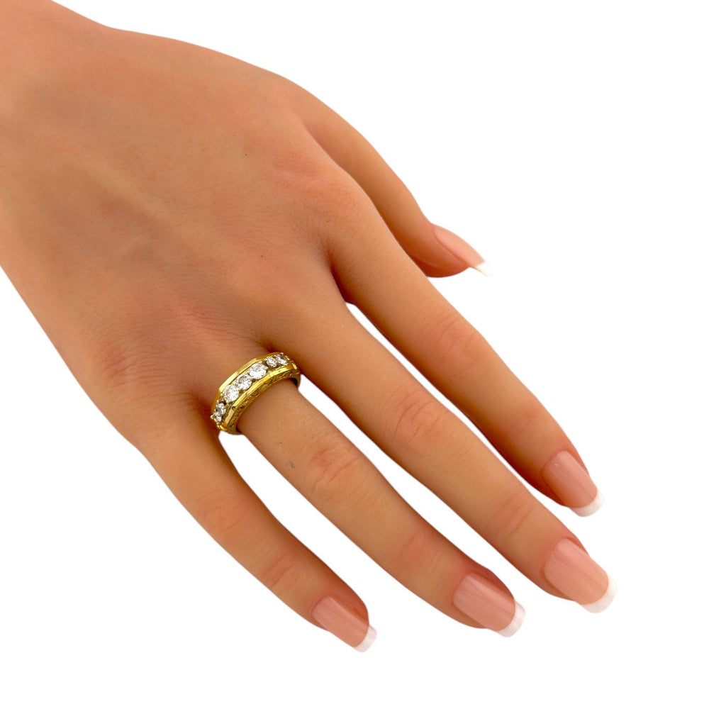 Sculpted 18K Yellow Gold and 0.75ct Diamond Ring