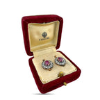 K. Faberge Imperial Russian 14K (56K) Rose Gold 2.20ct Ruby and 1.44ct Diamond Earrings