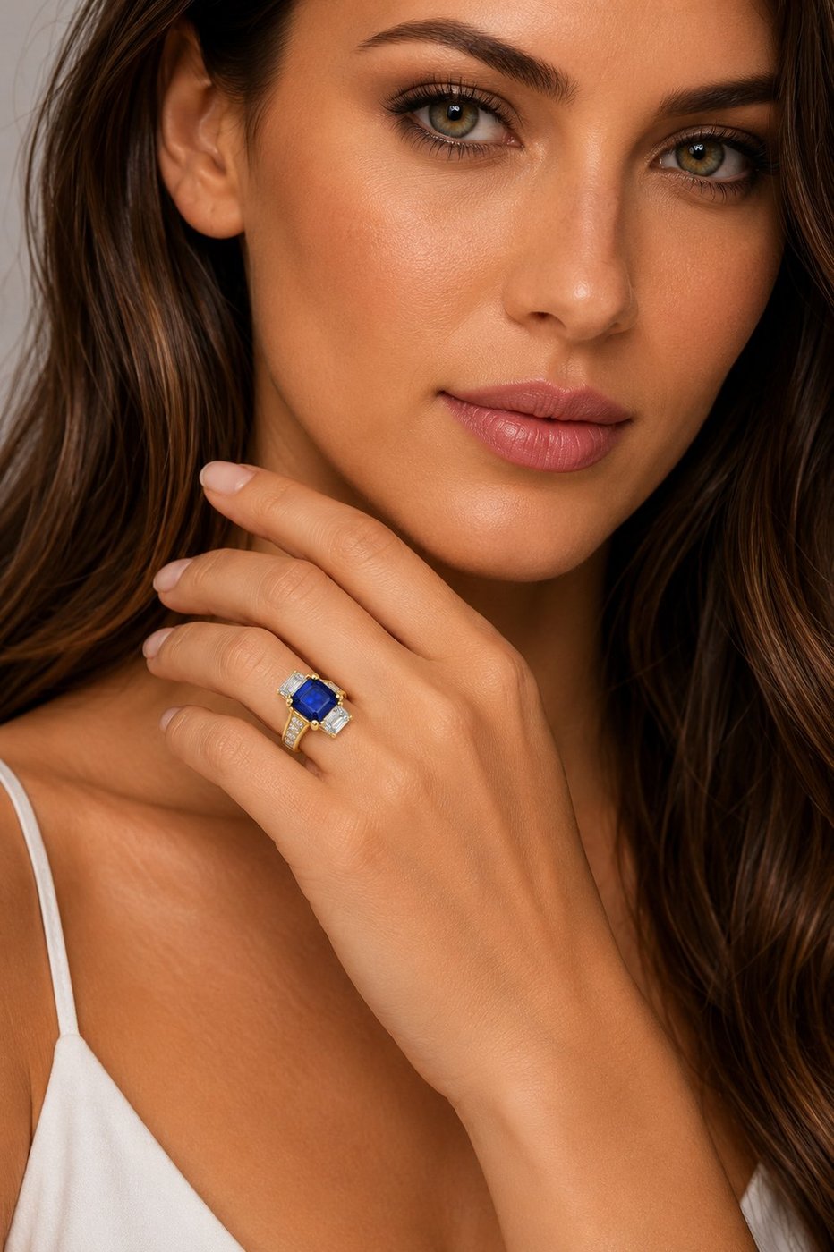 18K Yellow Gold 1.25ct Sapphire and 1.0ct Diamond Ring
