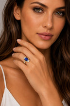 18K Yellow Gold 1.25ct Sapphire and 1.0ct Diamond Ring