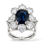 18k Gold 3.0ct  Sapphire and 5.0ct  Diamond Women's Ring