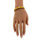 Italian 18K Yellow Gold Brushed 0.60ct Diamond Hinged Bracelet
