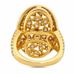 18K yellow gold diamond statement ring with open lattice design