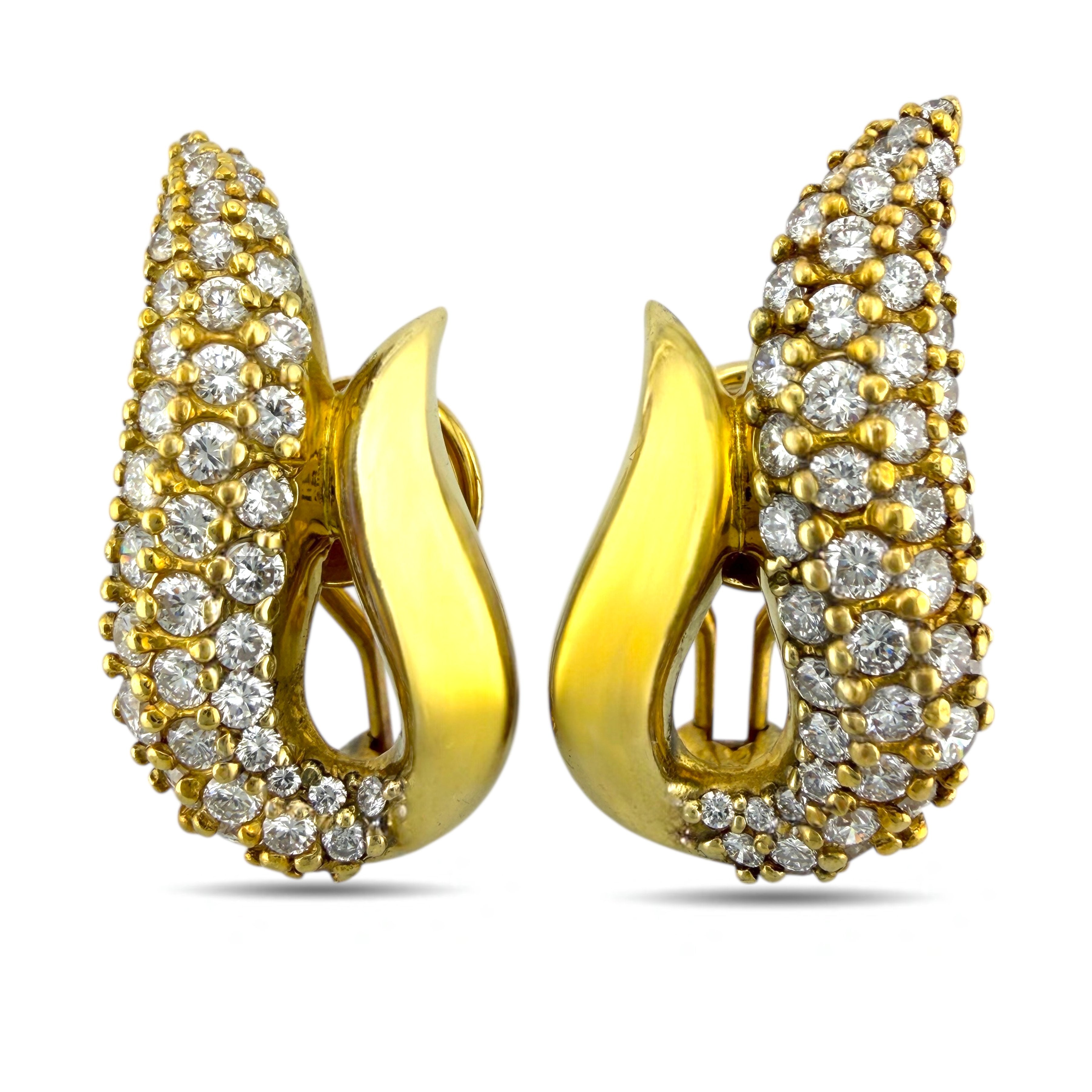 18K Yellow Gold 3.12ct Diamond Drop Earrings
