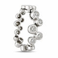 14K white gold flexible band ring with round-cut diamond accents in abstract links
