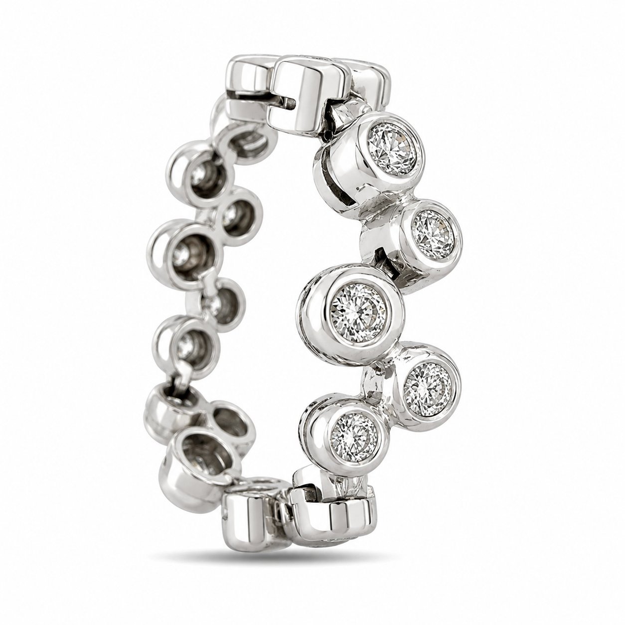 14K White Gold 1.00ct Diamond Abstract Flexible Band Ring