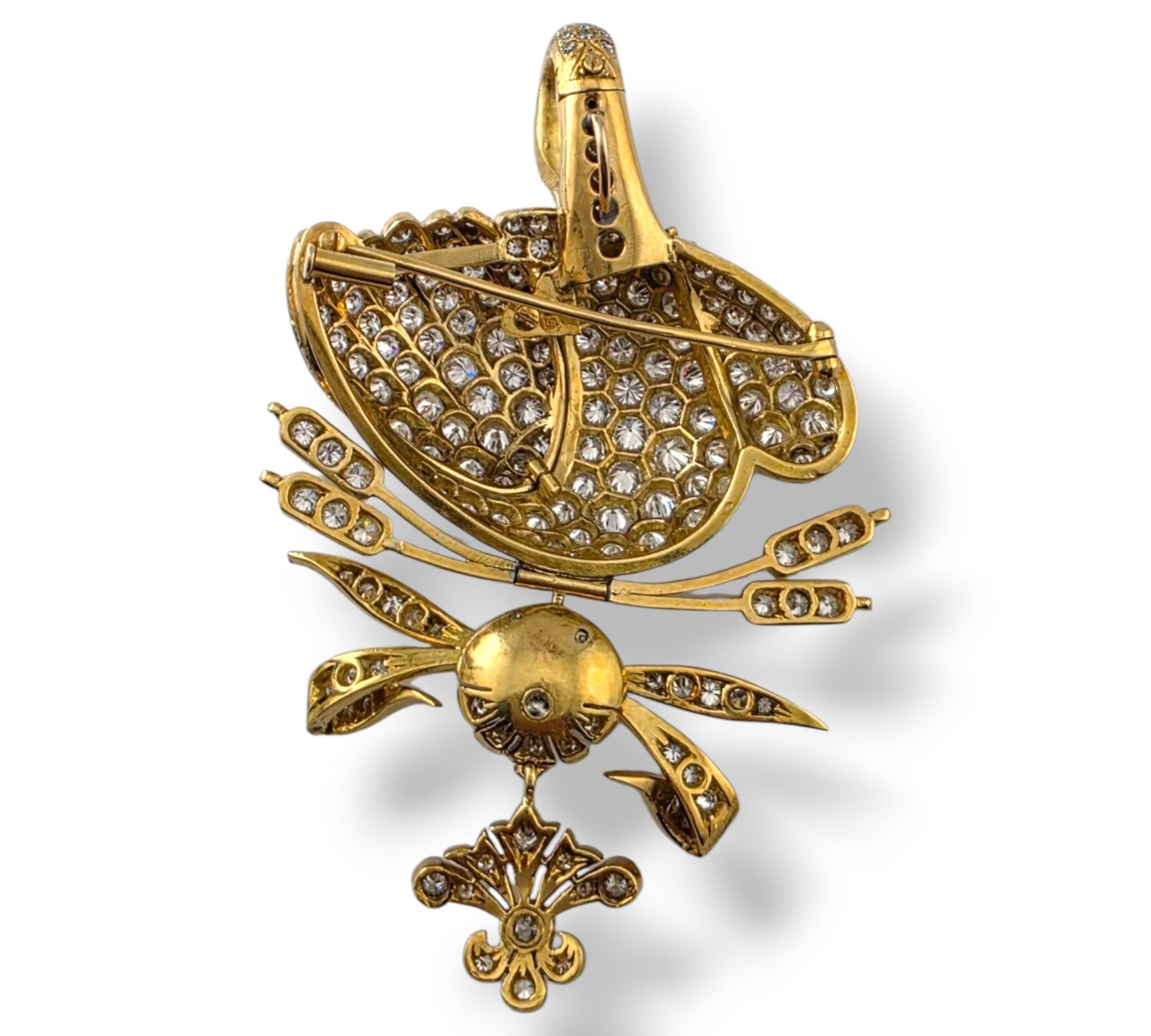 18K Yellow Gold Diamond Encrusted Swan Brooch 8ct