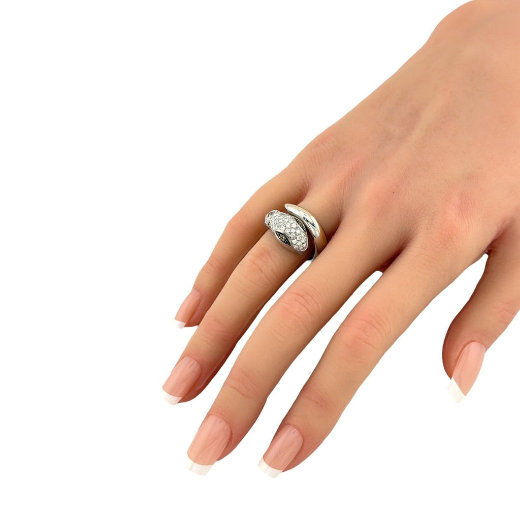 Serpentine Viper 18K White Gold 1ct Diamond Wrap Ring