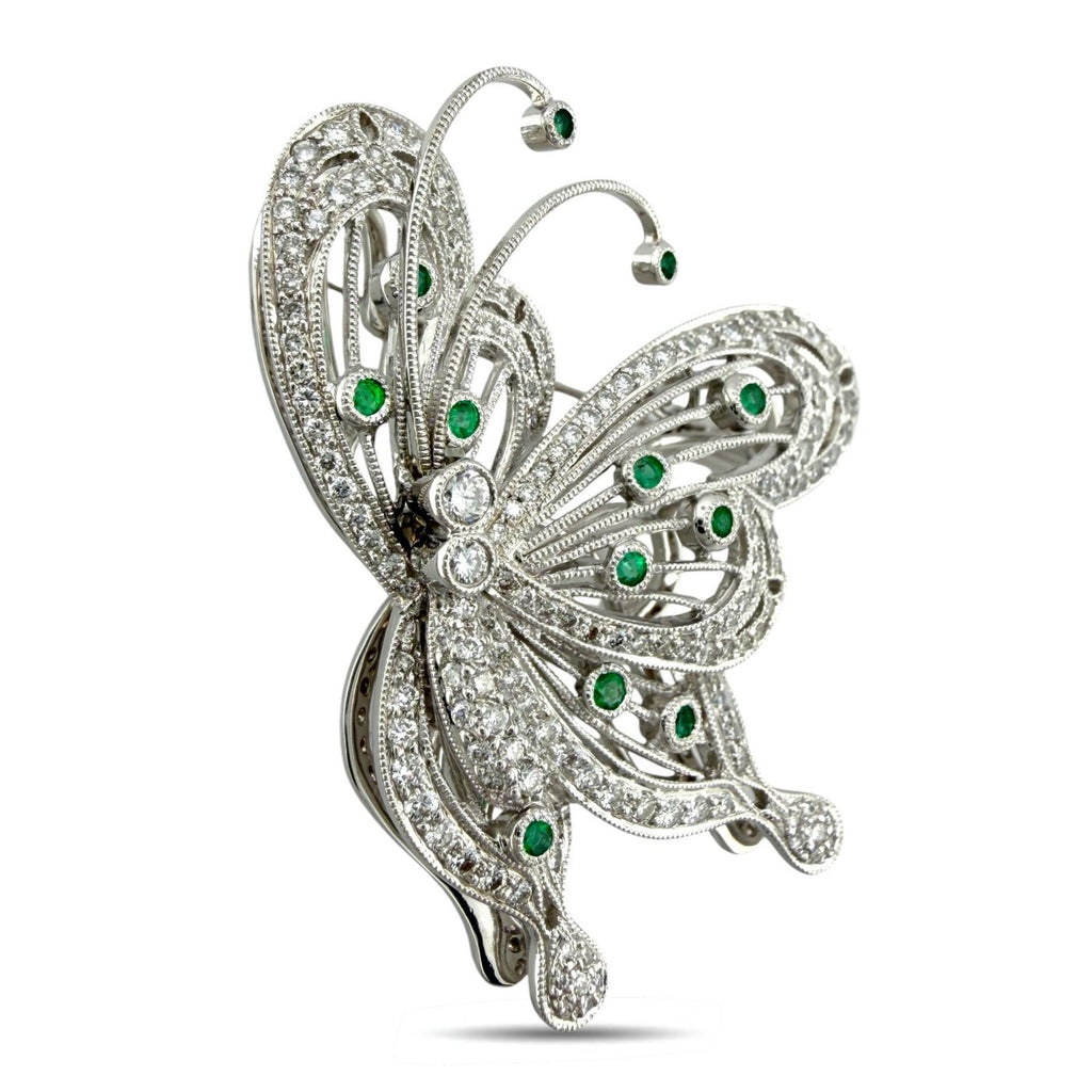18K White Gold 1.0ct Diamond Movable Butterfly Brooch