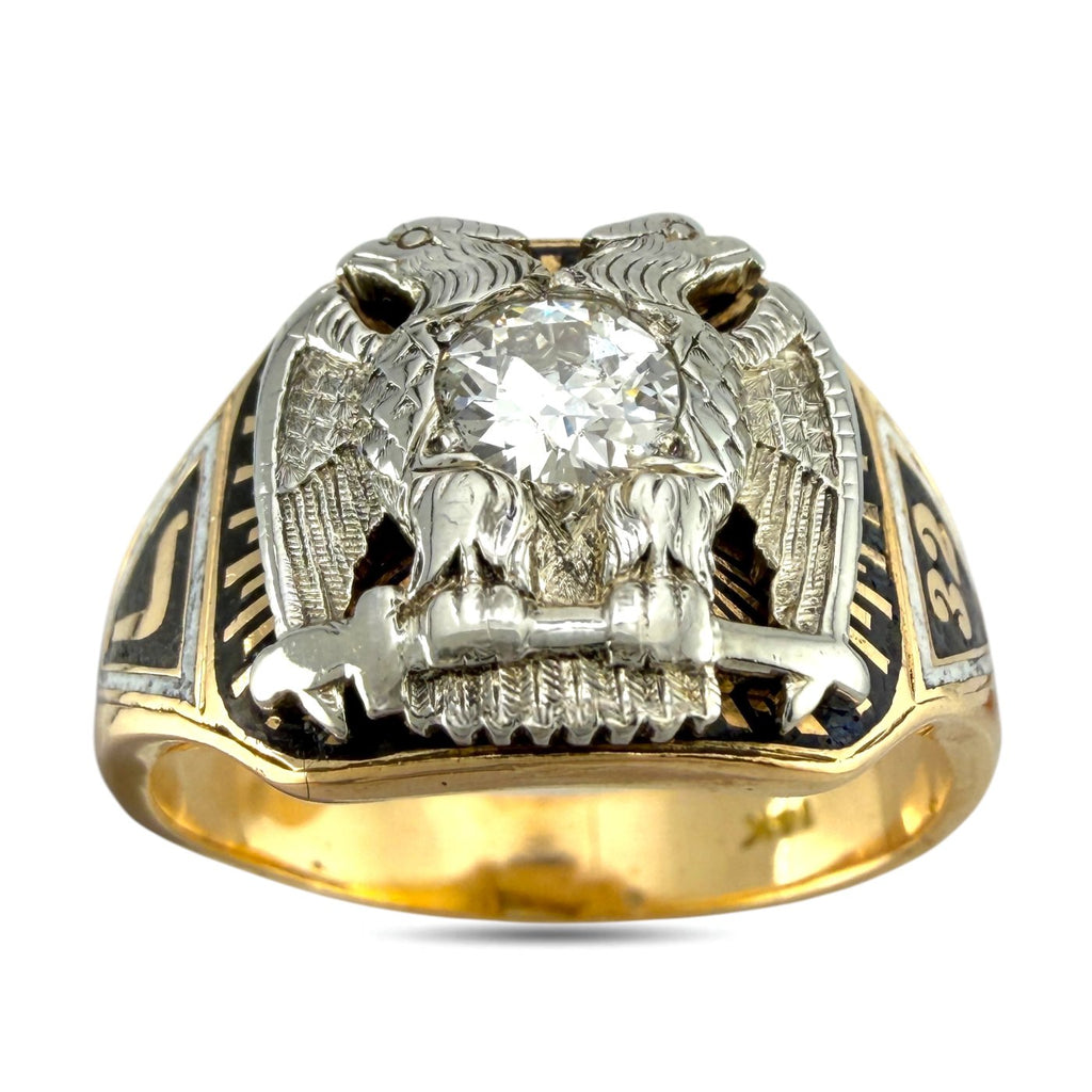 Royal Secret Masonic Ring With a Double Headed Eagle 7th and 32nd Degree